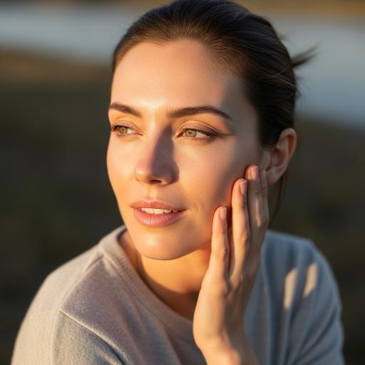 mujer tocandose la cara