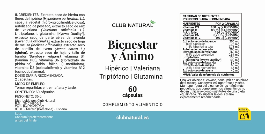 ​Bienestar y Ánimo 60 cápsulas