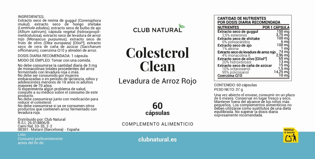 Colesterol Clean 60 cáps