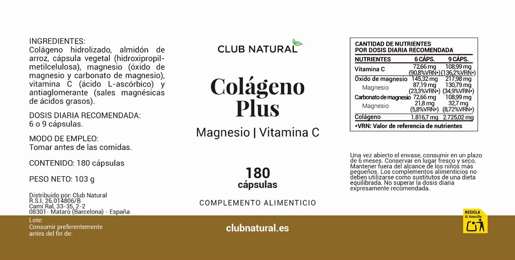 Colágeno Plus 180 cápsulas