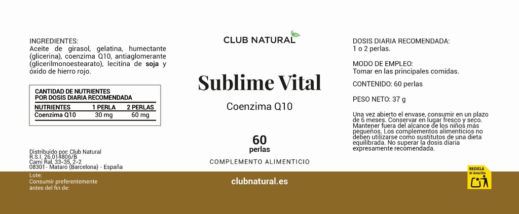 Sublime Vital 60 perlas - Regenerador celular