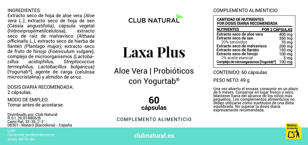 Laxa Plus 60 cápsulas