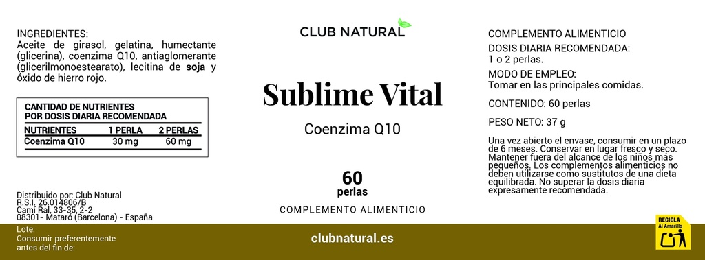 Sublime Vital 60 perlas - Regenerador celular