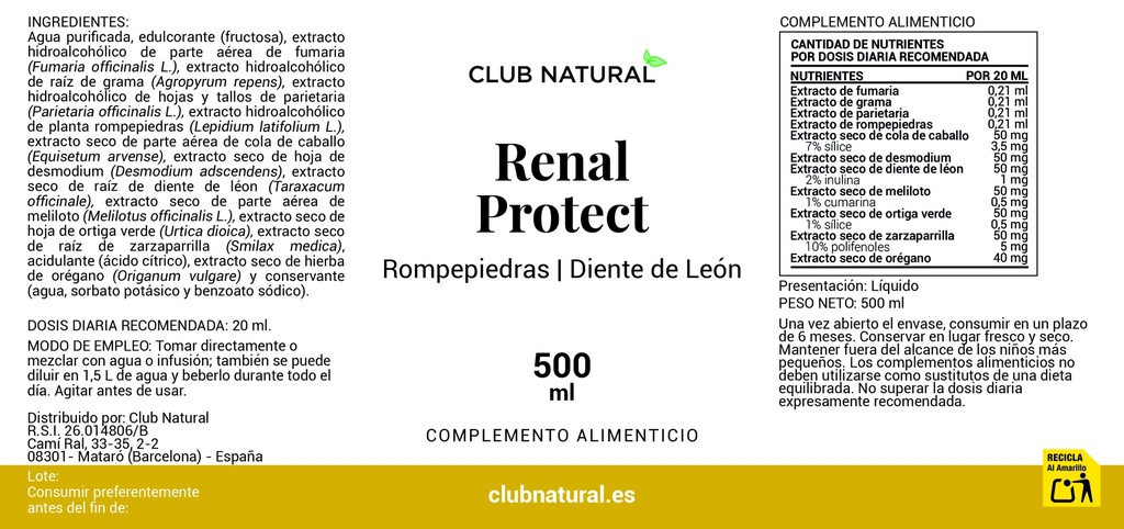 Jarabe Renal Protect - 500ml - Antes Depurativo Plus