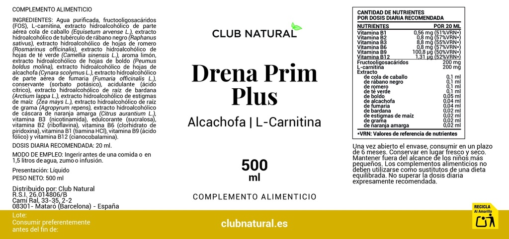 Jarabe Drena Prim PLUS 500ml